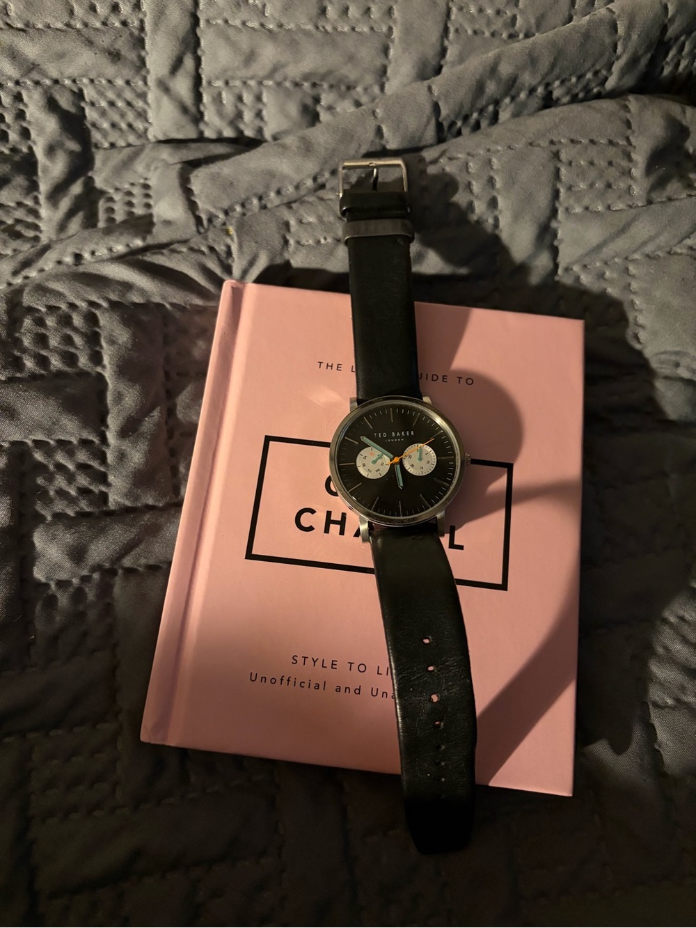 Ted Baker Black Leather Dual-Subdial Watch